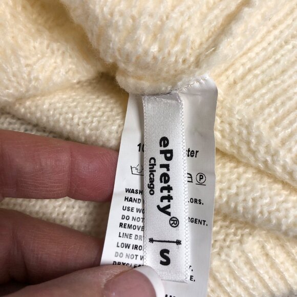 Epretty Cream Textured Knit Pullover Sweater Womens Size Small Long Sleeve NEW - Picture 6 of 9